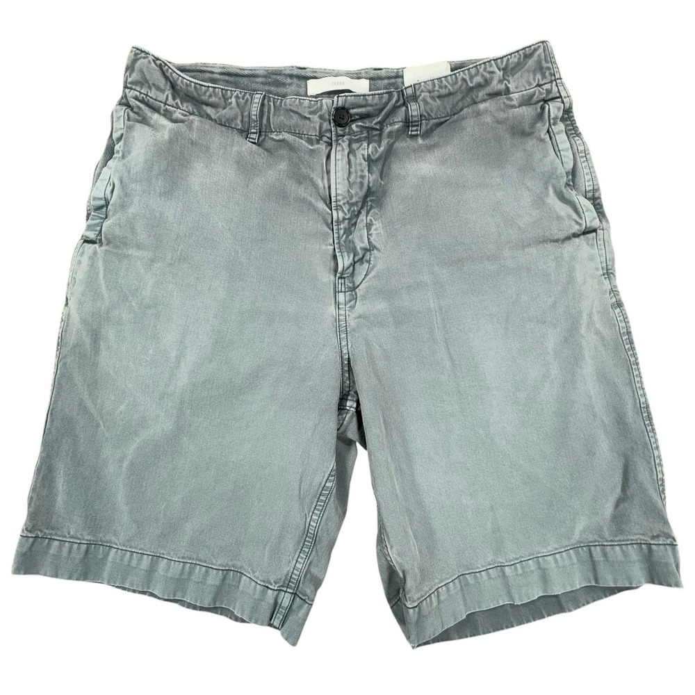 Billy Reid Clyde Shorts Mens 33x9 Blue Solid Cotton Chino Textured Casual